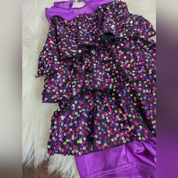 Weissman Sparkling Purple Dance Dress Biketard IC Purple Ballet Leotard Sequin - Picture 2 of 5